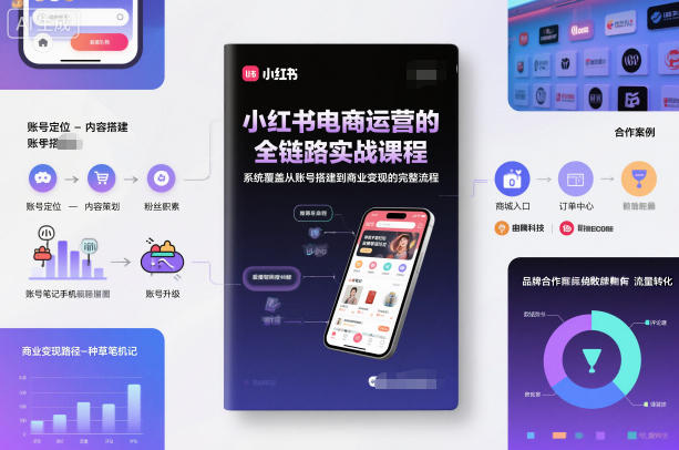 小红书电商运营的全链路实战课程，系统覆盖从账号搭建到商业变现的完整流程-知创网