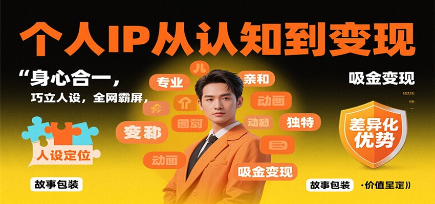 个人IP从认知到变现，身心合一，巧立人设，全网霸屏，吸金变现-知创网