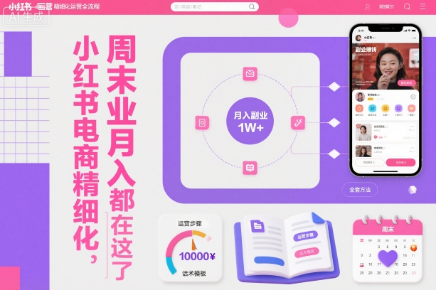 小红书电商精细化运营全流程，周末副业月入1W+，全套方法都在这了-知创网