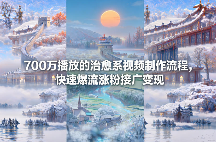 700万播放的治愈系视频制作流程，快速爆流涨粉接广变现-知创网
