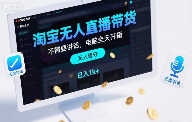 淘宝无人直播带货,不需要出镜,不需要讲话,电脑全天开播,轻松上手,日入1k+【揭秘】-知创网