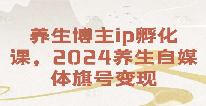 养生博主ip孵化课，2024养生自媒体旗号变现-知创网