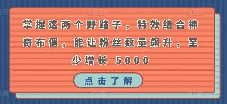 掌握这两个野路子，特效结合神奇布偶，能让粉丝数量飙升，至少增长 5000【揭秘】-知创网