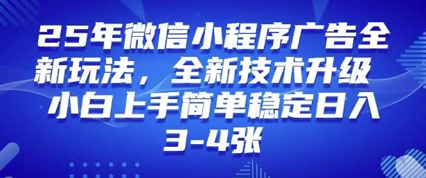 2025年微信小程序最新玩法纯小白易上手，稳定日入多张，技术全新升级【揭秘】-知创网