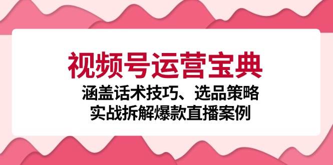 （12808期）视频号运营宝典：涵盖话术技巧、选品策略、实战拆解爆款直播案例-知创网