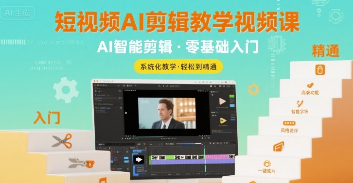 短视频AI剪辑教学视频课，入门到精通-知创网