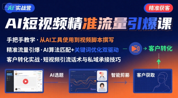 AI+短视频引爆精准客户实战营，手把手教你引爆Ai短视频精准流量-知创网