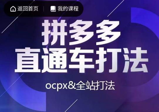 互力·拼多多直通车打法，ocpx&全站打法-知创网