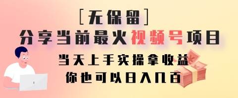 无保留分享当前最火视频号项目，当天上手实操拿收益，你也可以日入几百-知创网