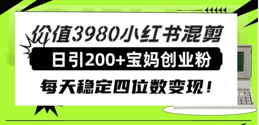 （7893期）价值3980小红书混剪日引200+宝妈创业粉，每天稳定四位数变现！-知创网