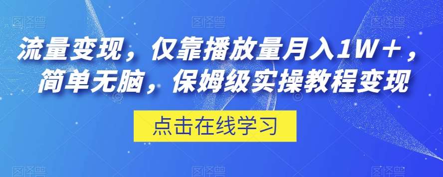 流量变现,仅靠播放量月入1W+,简单无脑,保姆级实操教程【揭秘】-知创网