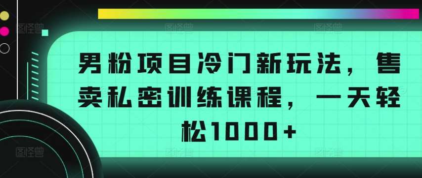 男粉项目冷门新玩法,售卖私密训练课程,一天轻松1000+【揭秘】-知创网