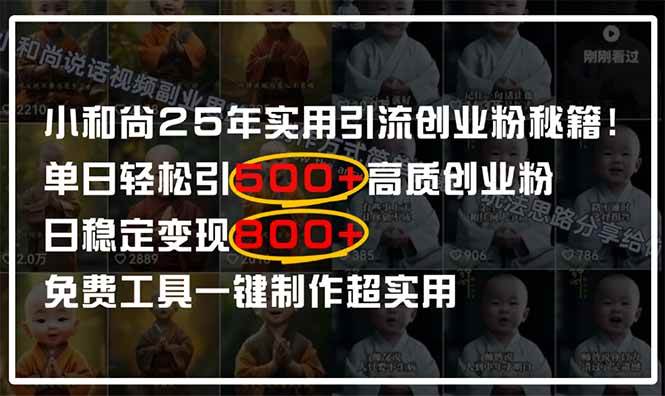 （14436期）小和尚2025年实用引流秘籍！单日轻松引500+高质量创业粉，日变现800+，…-知创网