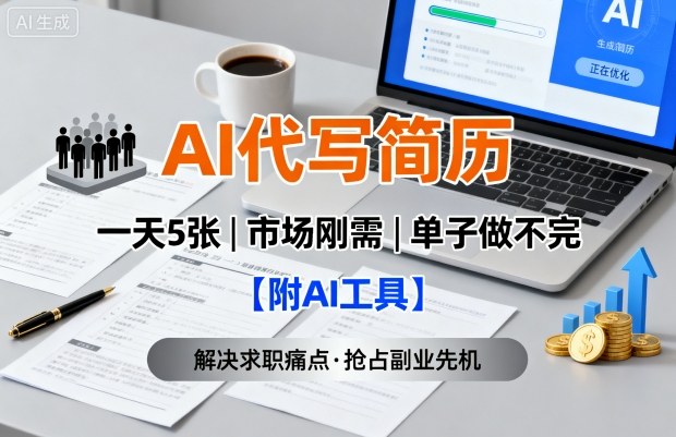 AI代写简历，一天5张，今年找工作难，市场刚需，单子做不完【附AI工具】-知创网