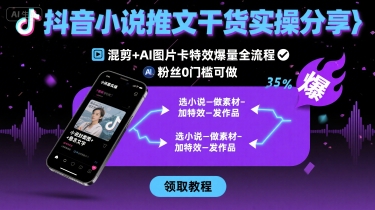 抖音小说推文干货实操分享,混剪+AI图片卡特效爆量全流程,0粉丝0门槛可做-知创网