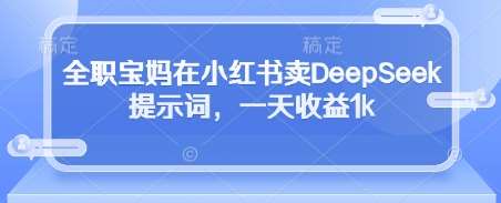 全职宝妈在小红书卖DeepSeek提示词，一天收益1k-知创网