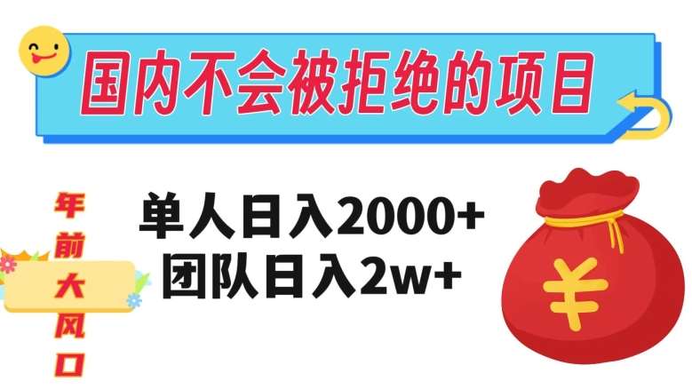 在国内不怕被拒绝的项目，单人日入2000，团队日入20000+【揭秘】-知创网