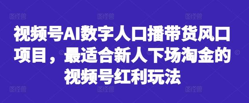 视频号AI数字人口播带货风口项目，最适合新人下场淘金的视频号红利玩法-知创网