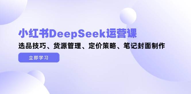 （14748期）小红书DeepSeek运营课，选品技巧、货源管理、定价策略、笔记封面制作-知创网