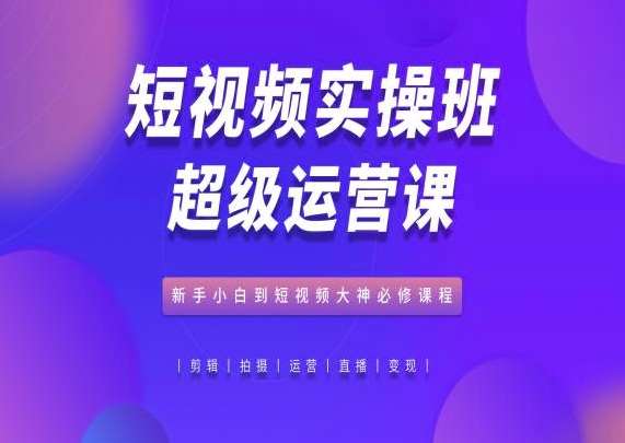 短视频实操班超级运营课，新手小白到短视频大神必修课程-知创网