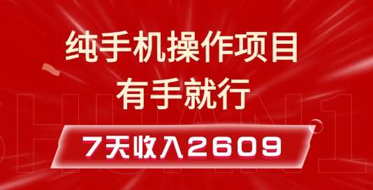 纯手机操作的小项目,有手就能做,7天收入2609+实操教程【揭秘】-知创网
