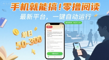 手机就能搞！零撸阅读挂G，最新平台，一键自动运行，随时随地挣，单日50-3张+【揭秘】-知创网