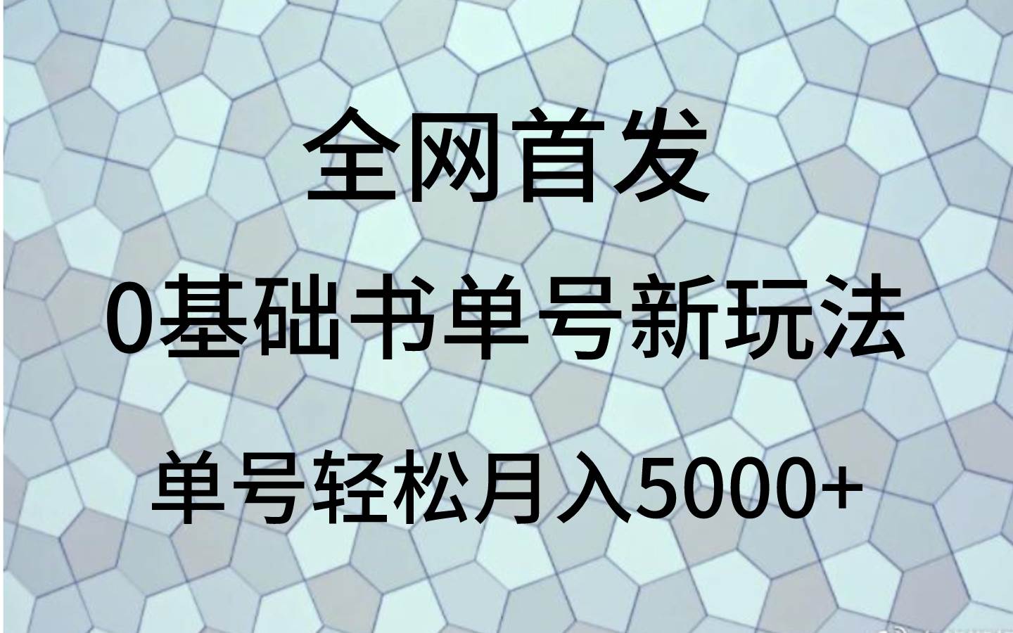 0基础书单号新玩法，操作简单，单号轻松月入5000+-知创网