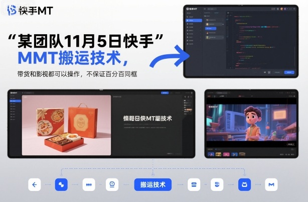 某团队11月5日快手MT搬运技术，带货和影视都可以操作，不保证百分百同框，自测-知创网