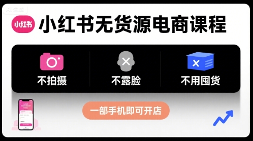 小红书无货源电商课程，不拍摄不露脸不用囤货，一部手机即可开店-知创网