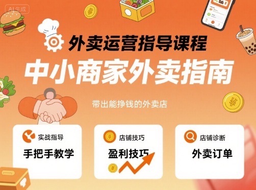 外卖运营指导课程，中小商家外卖指南，手把手带出能挣钱的外卖店-知创网