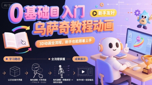 0基础入门乌萨奇教程动画,3D动画全流程,新手也能跟着上手-知创网