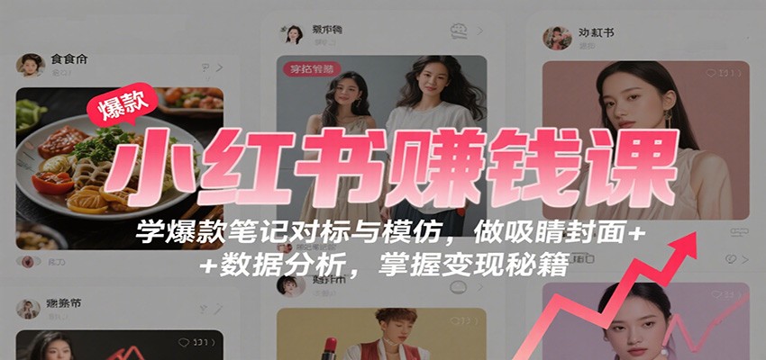 小红书赚钱课：学爆款笔记对标与模仿，做吸睛封面 + 数据分析，掌握变现秘籍-知创网