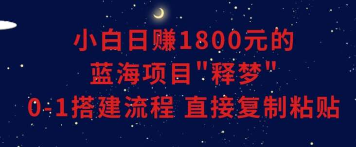 小白能日赚1800元的蓝海项目”释梦”0-1搭建流程可直接复制粘贴长期做【揭秘】-知创网