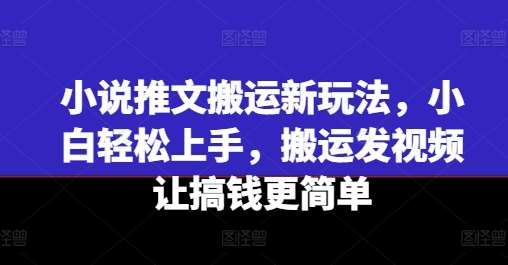 小说推文搬运新玩法，小白轻松上手，搬运发视频让搞钱更简单-知创网
