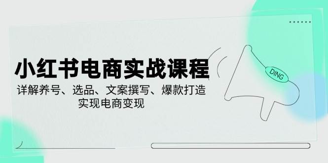 （14549期）小红书电商实战课程，详解养号、选品、文案撰写、爆款打造，实现电商变现-知创网