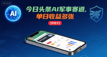 今日头条AI军事赛道，单日收益多张 ，手机可做【附指令】-知创网