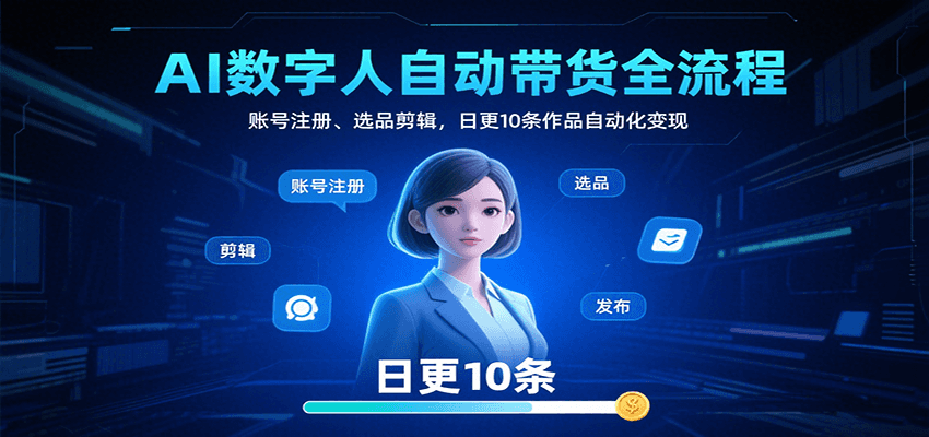AI数字人自动带货全流程:账号注册、选品剪辑,日更10条作品自动化变现-知创网