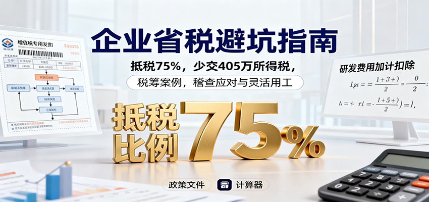 企业省税避坑指南：抵税75%，少交405万所得税，税筹案例，稽查应对与灵活用工-知创网