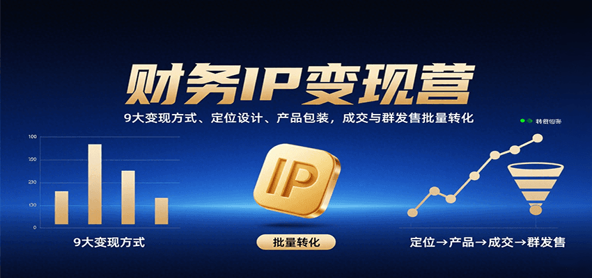 财务IP变现营：9大变现方式、定位设计、产品包装，成交与群发售批量转化-知创网