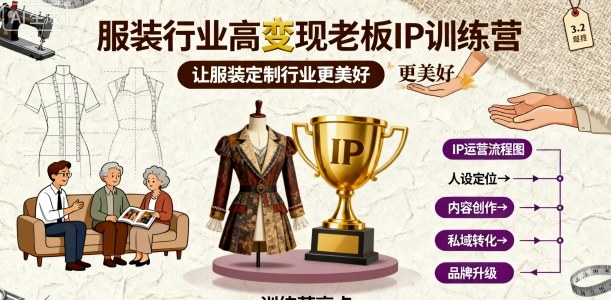 服装行业高变现老板IP训练营，让服装定制行业更美好-知创网