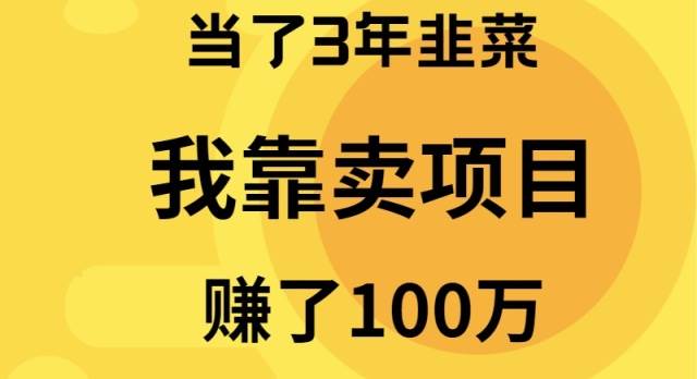 (9100期)当了3年韭菜,我靠卖项目赚了100万-知创网
