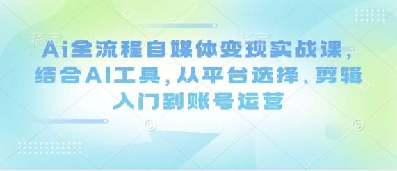 Ai全流程自媒体变现实战课,结合AI工具,从平台选择、剪辑入门到账号运营-知创网
