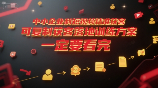 中小企业利用短视频精准获客，可复制获客落地训练方案，做好短视频，一定要看完-知创网