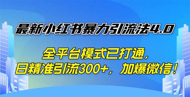 （12505期）最新小红书暴力引流法4.0， 全平台模式已打通，日精准引流300+，加爆微…-知创网