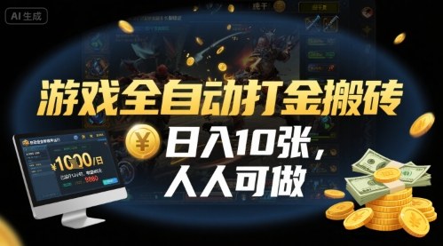 游戏全自动打金搬砖，日入10张，人人可做，纯干货，长期稳定收益项目【揭秘】-知创网