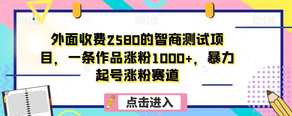 外面收费2580的智商测试项目,一条作品涨粉1000+,暴力起号涨粉赛道【揭秘】-知创网