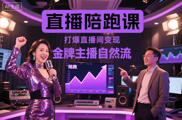 直播陪跑课，金牌主播自然流打爆直播间，复制高变现玩法-知创网