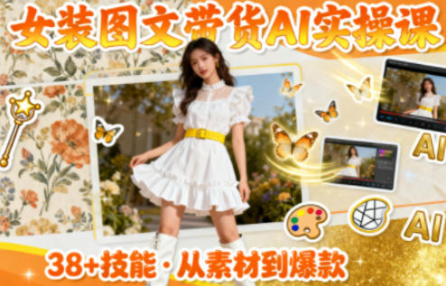 女装图文带货的AI实操课，覆盖38个实用技能，快速提升素材制作效率-知创网