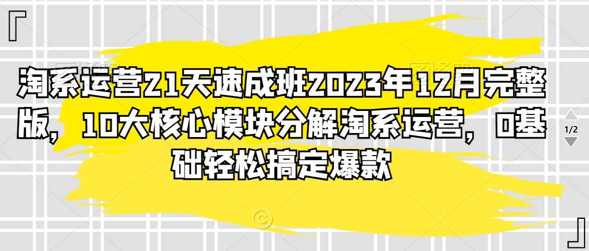 淘系运营21天速成班2023年12月完整版，10大核心模块分解淘系运营，0基础轻松搞定爆款-知创网