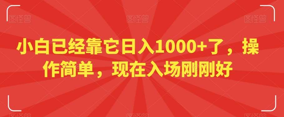 小白已经靠它日入1000+了，操作简单，现在入场刚刚好【揭秘】-知创网
